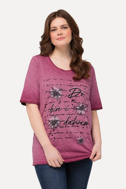 Ulla Popken T-Shirt T-Shirt Edelweiß cold dyed Rundhals Halbarm günstig online kaufen