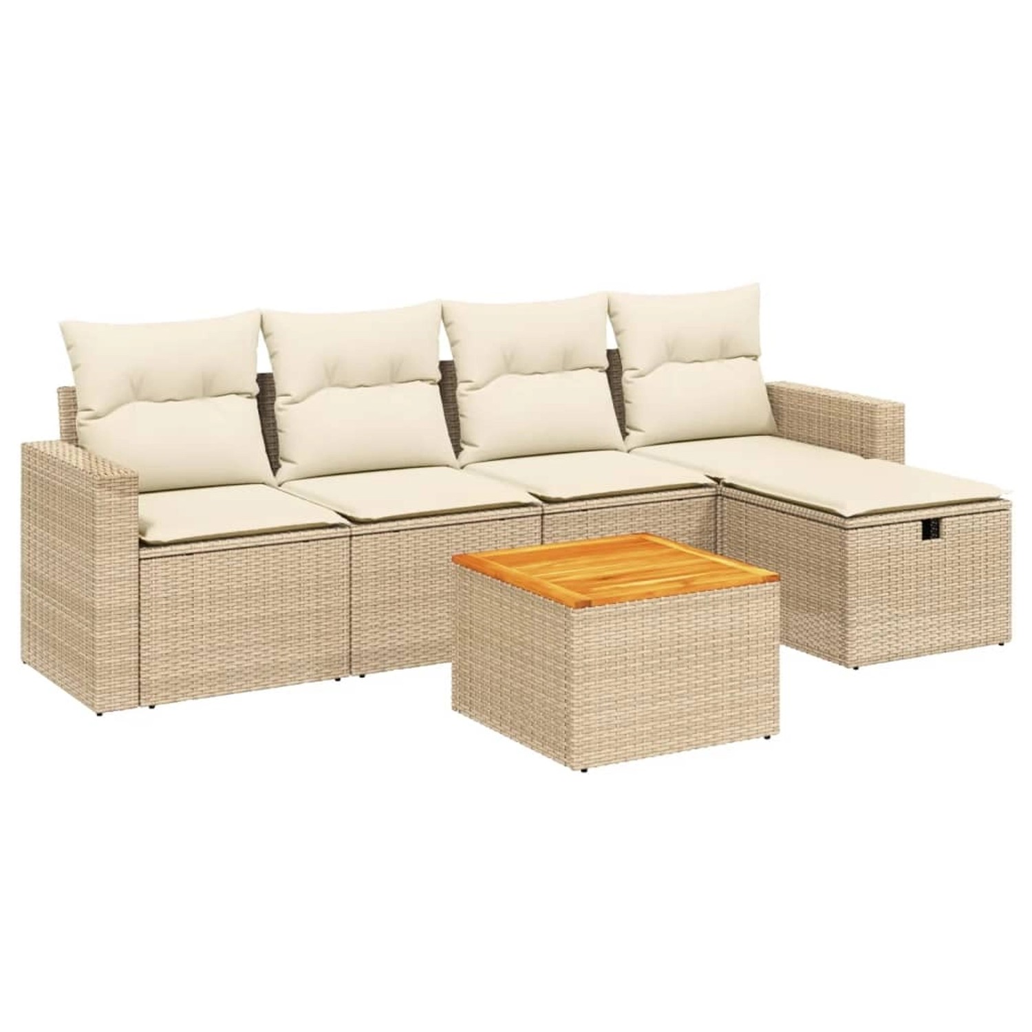 vidaXL 6-Tlg Garten-Sofagarnitur mit Kissen Beige Poly Rattan 3264831 günstig online kaufen