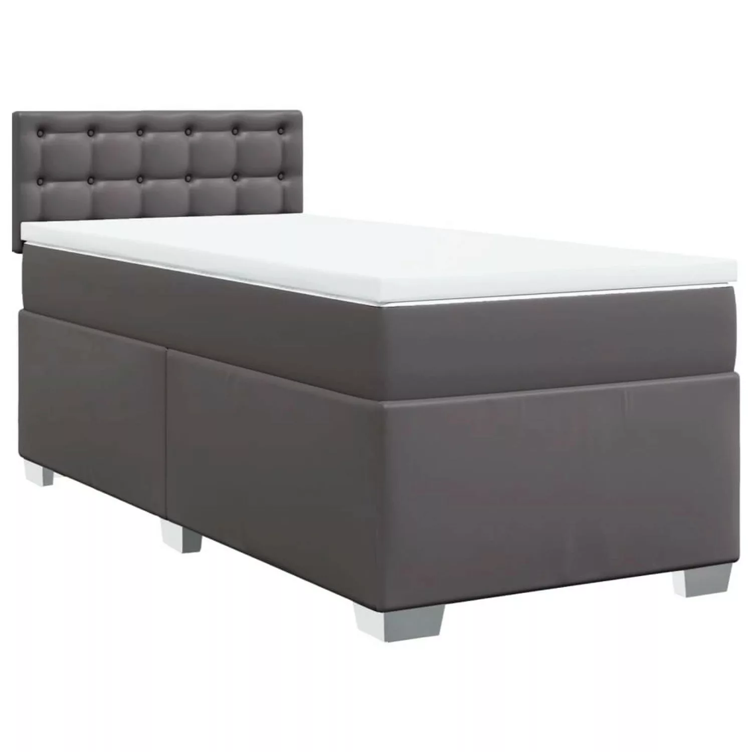 vidaXL Boxspringbett, Boxspringbett mit Matratze Grau 90x190 cm Kunstleder günstig online kaufen