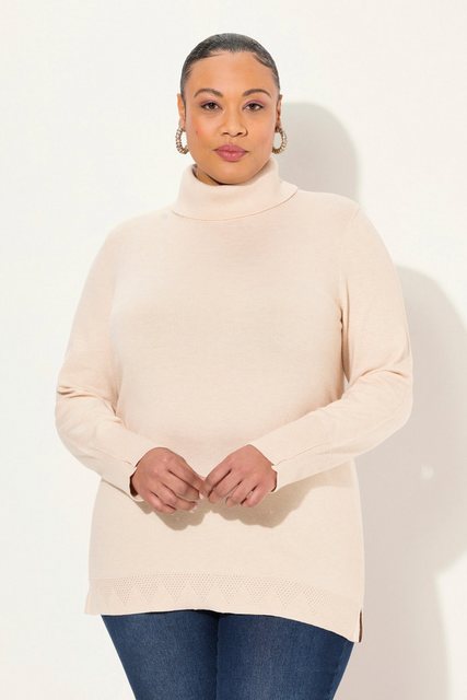 Ulla Popken Strickpullover Rollkragenpullover breite Rippbündchen Langarm günstig online kaufen