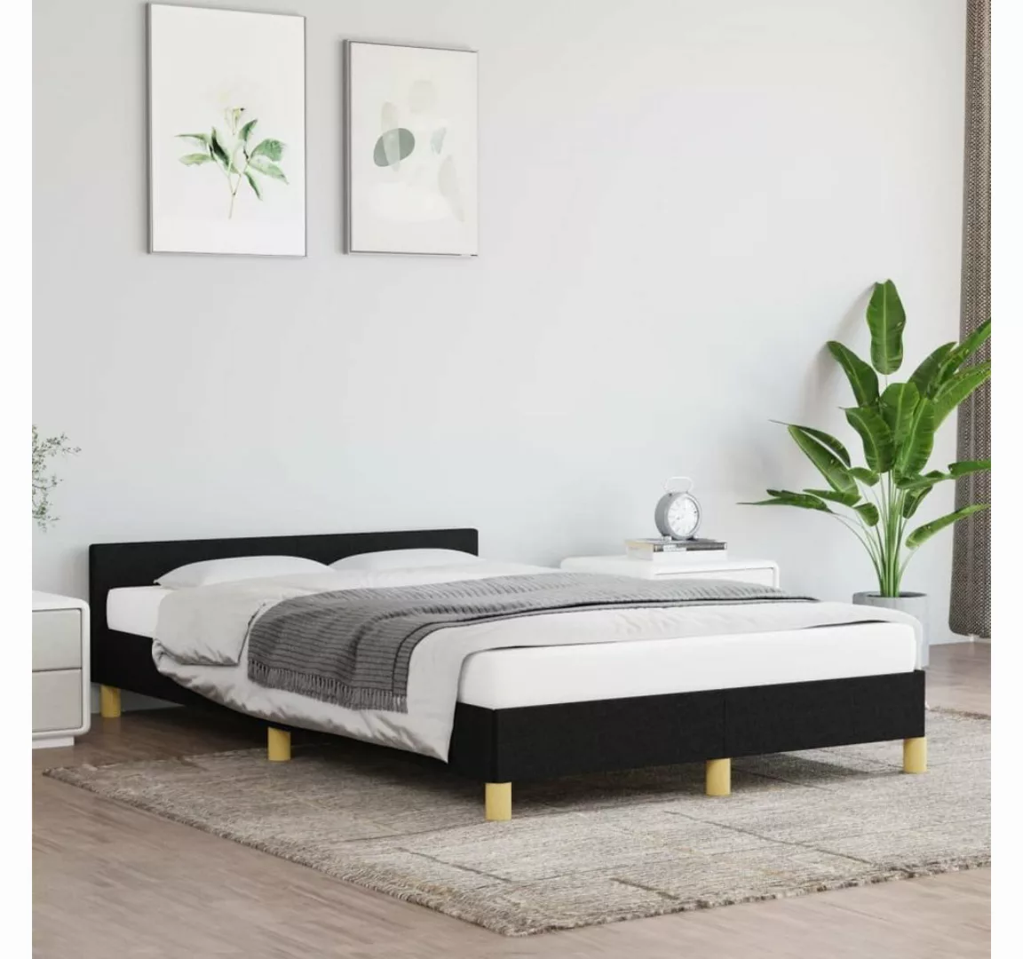 furnicato Bett Bettgestell mit Kopfteil Schwarz 120x200 cm Stoff günstig online kaufen