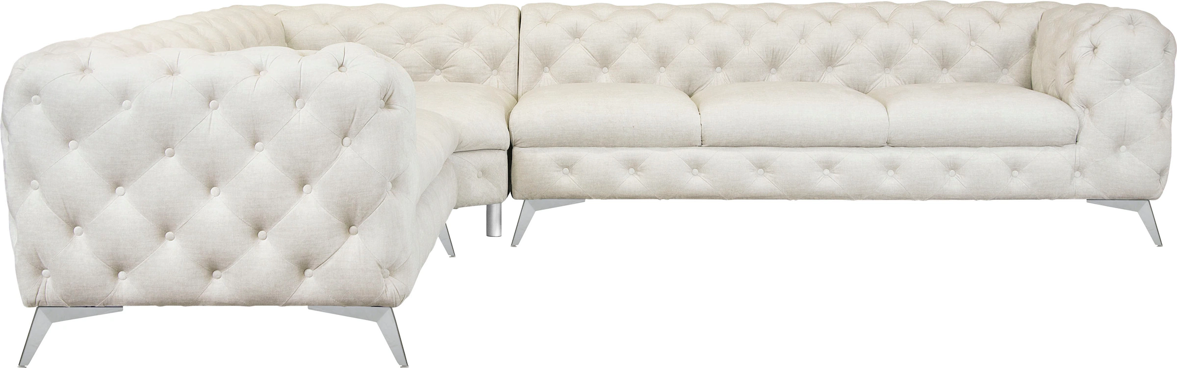 Leonique Chesterfield-Sofa »Ecksofa GLYNIS L-Form mit Wellenunterfederung, günstig online kaufen