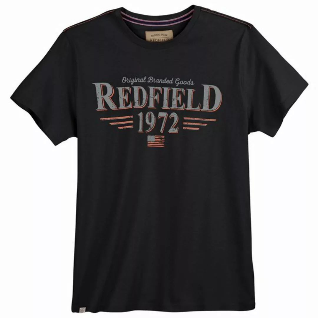 redfield Rundhalsshirt Große Größen Herren T-Shirt schwarz cooler Logo-Prin günstig online kaufen