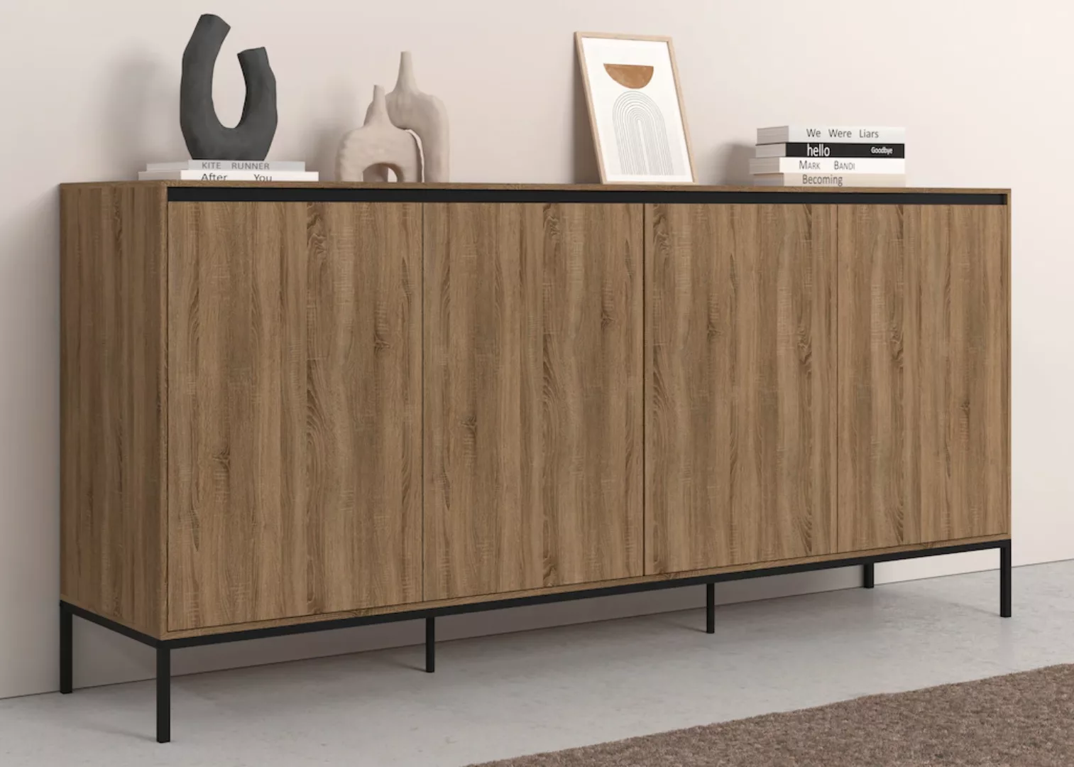 INOSIGN Sideboard "Bari", Kommode mit 4 Türen und 2 feste Einlegeböden, Bre günstig online kaufen