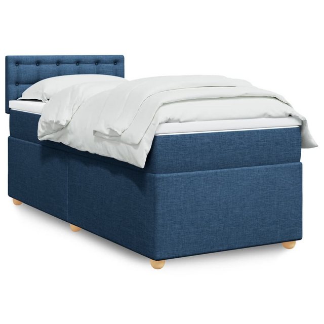 vidaXL Boxspringbett, Boxspringbett mit Matratze Blau 90x200 cm Stoff günstig online kaufen