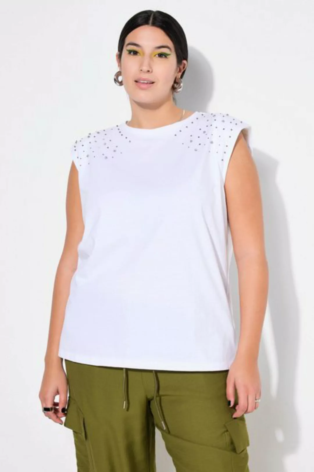 Studio Untold Longtop Top Oversize Shape Schulter mit Glitzersteinchen günstig online kaufen