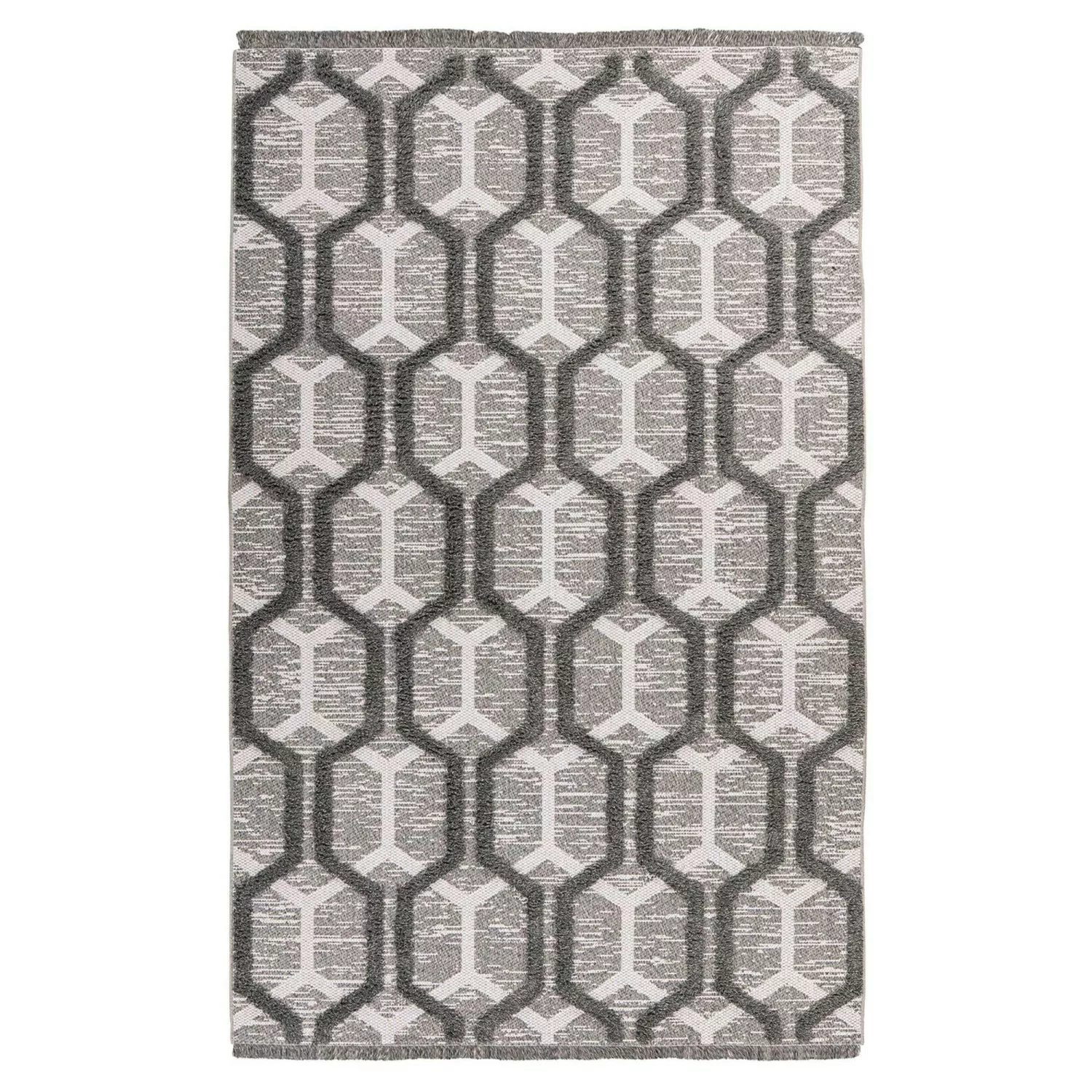 MeGusta Kurzflor Teppich Retro Grau Recyceltes Material 200 x 290 cm günstig online kaufen