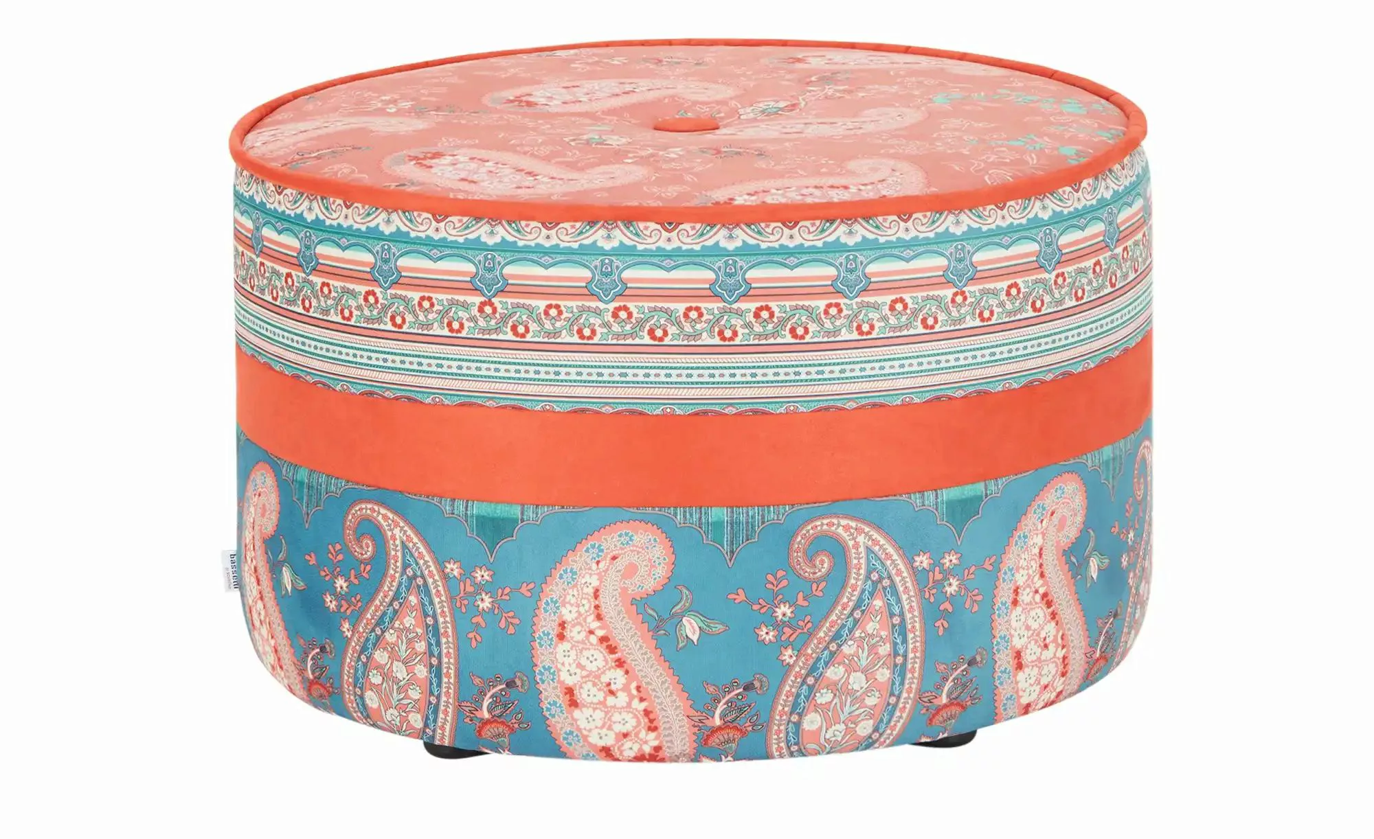 bassetti by SCHRÖNO Pouf aus Velours Tino ¦ rot ¦ Maße (cm): H: 39  Ø: 63 P günstig online kaufen