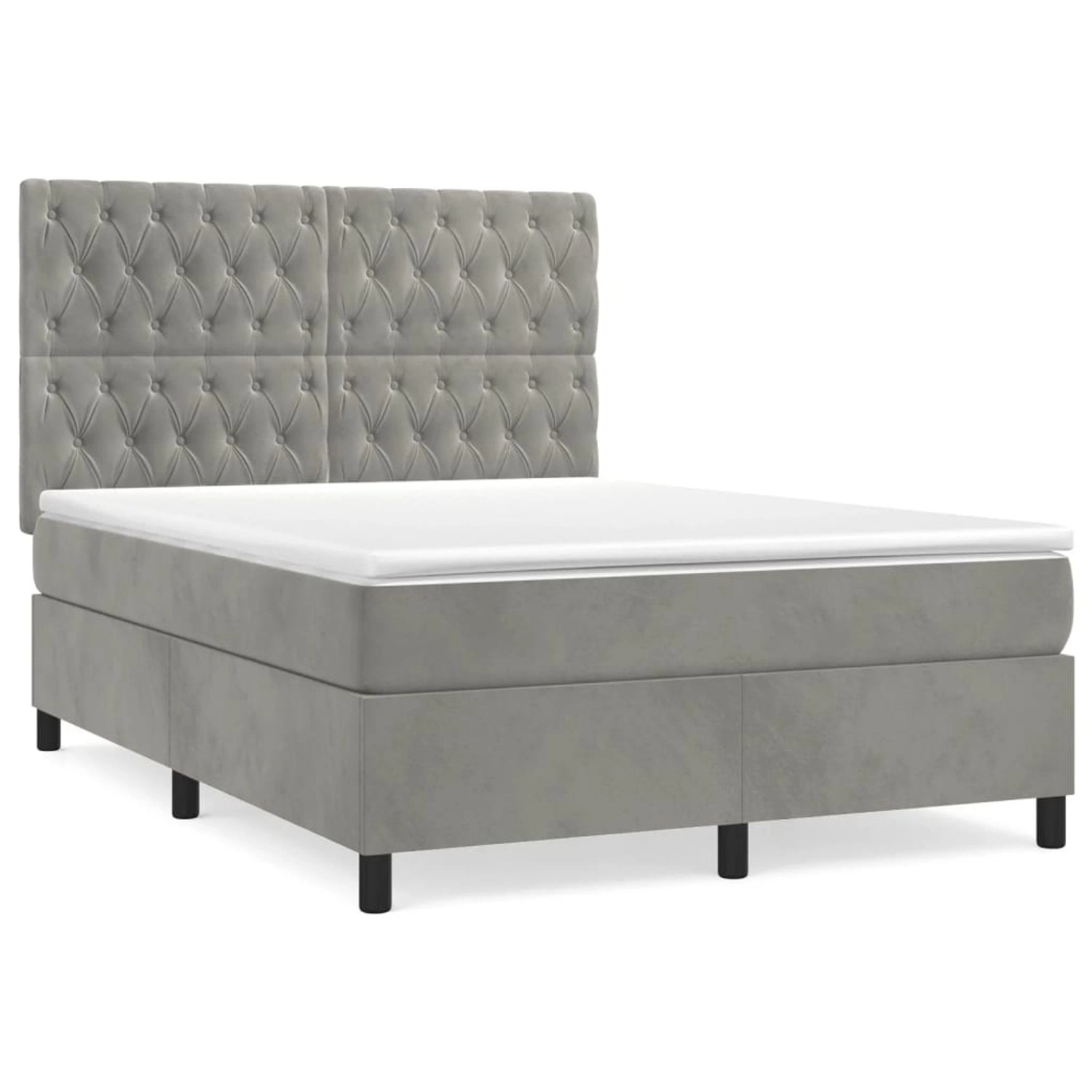 vidaXL Boxspringbett mit Matratze Hellgrau 140x200 cm Samt1399949 günstig online kaufen