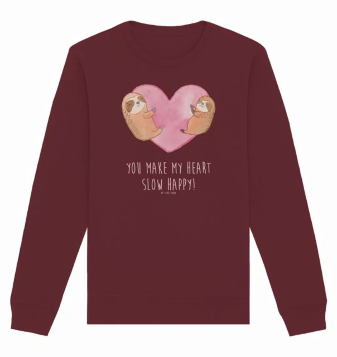 Mr. & Mrs. Panda Longpullover Größe L Faultiere Herz - Burgundy - Geschenk, günstig online kaufen