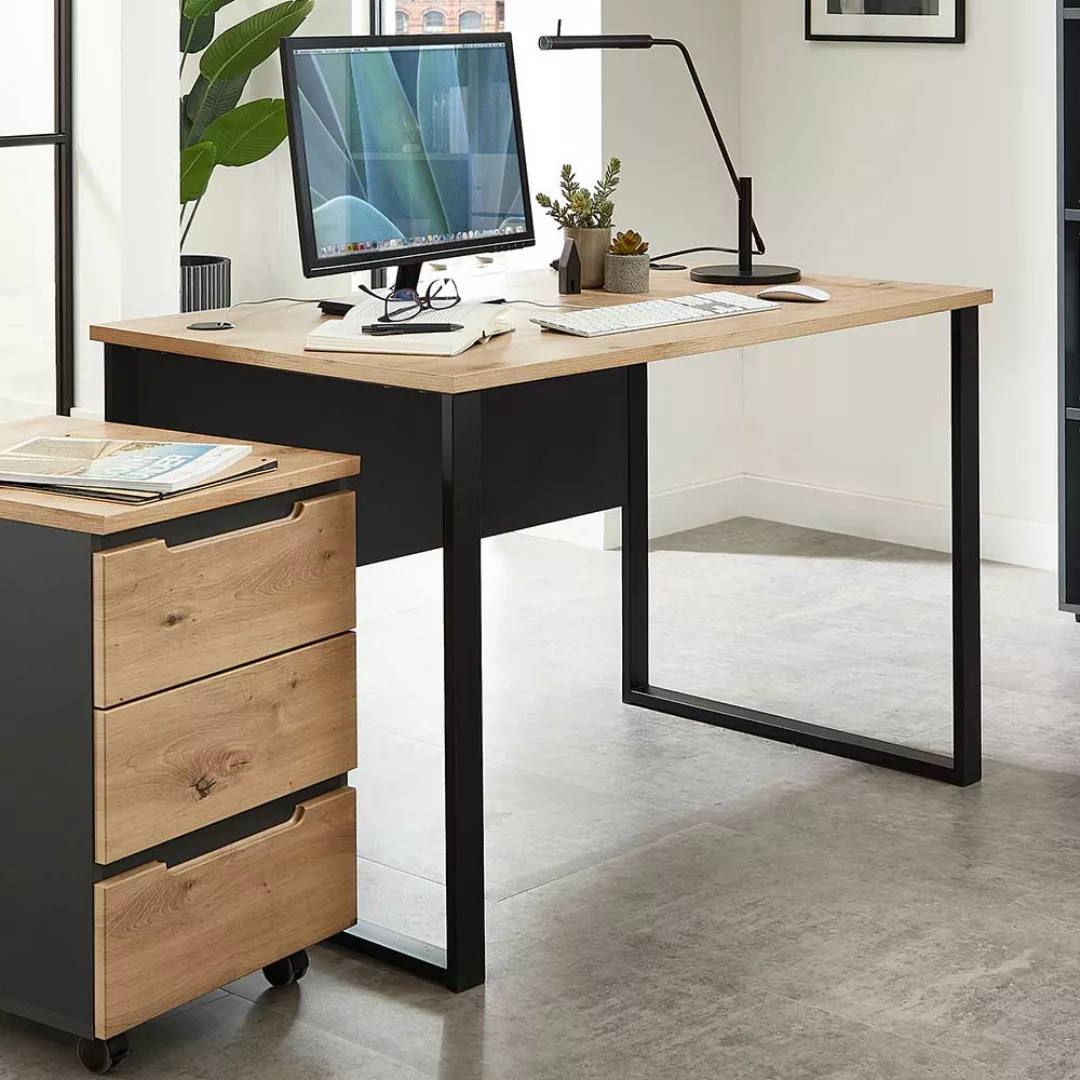Schreibtisch mit Kabeldurchlass in modernem Design Knieraumblende günstig online kaufen
