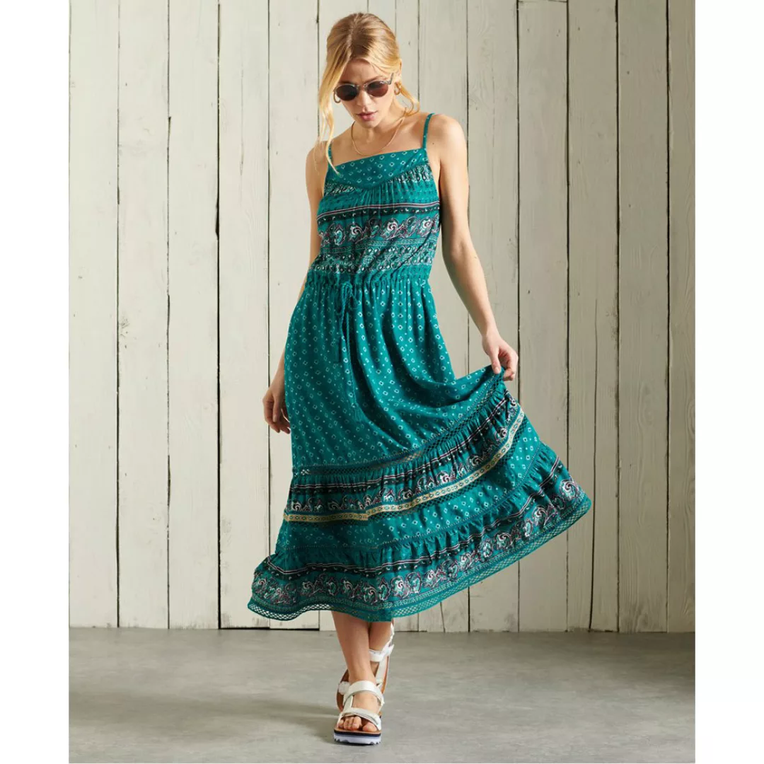 Superdry Ameera Cami Langes Kleid XS Deep Green günstig online kaufen