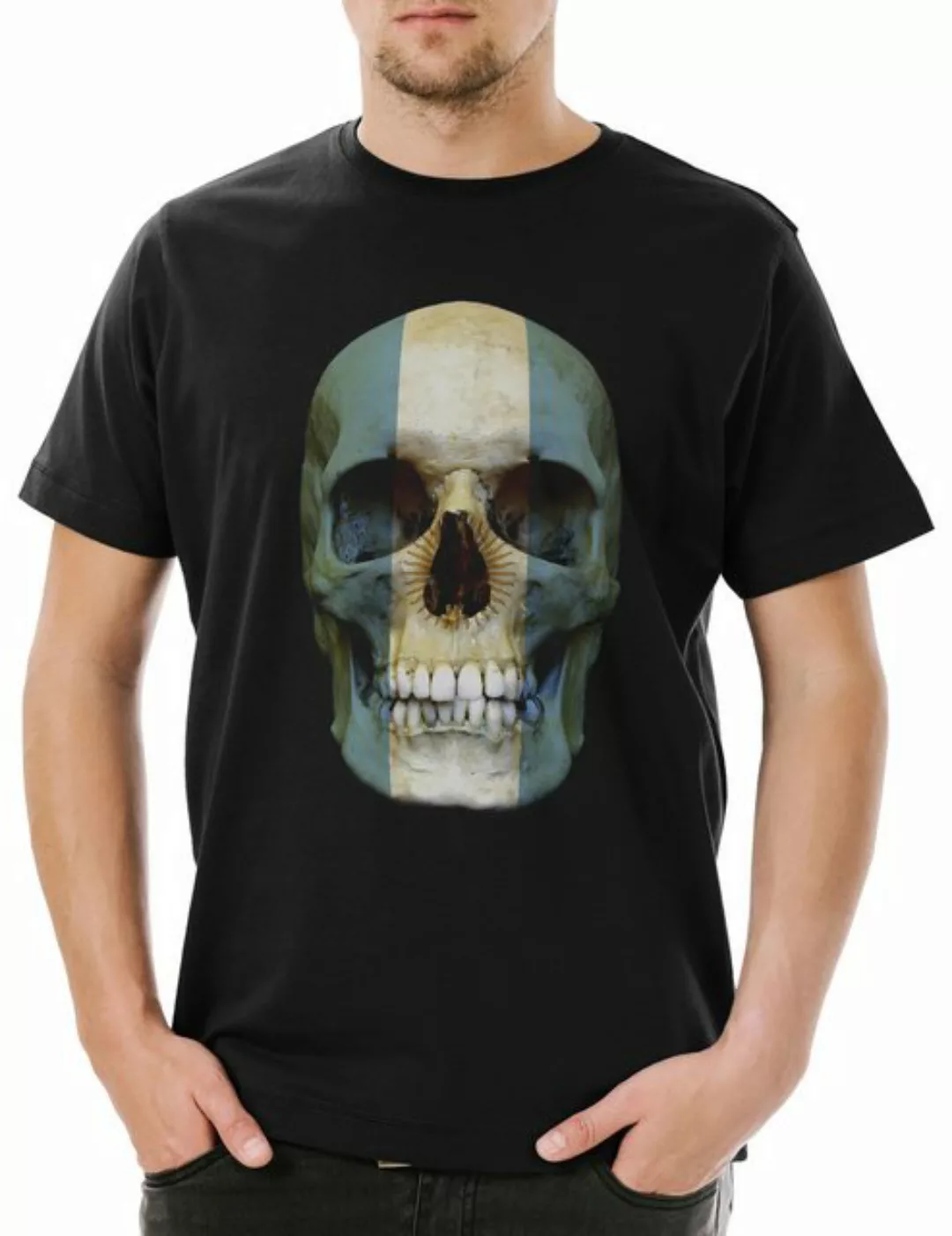 Urban Backwoods Print-Shirt Classic Argentina Skull Flag Herren T-Shirt Tot günstig online kaufen