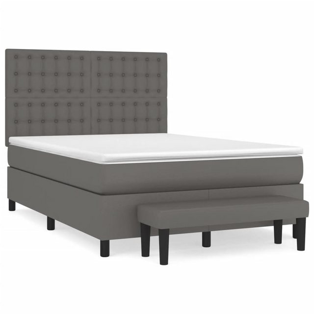 vidaXL Boxspringbett Boxspringbett mit Matratze und Fusshocker Kunstleder ( günstig online kaufen