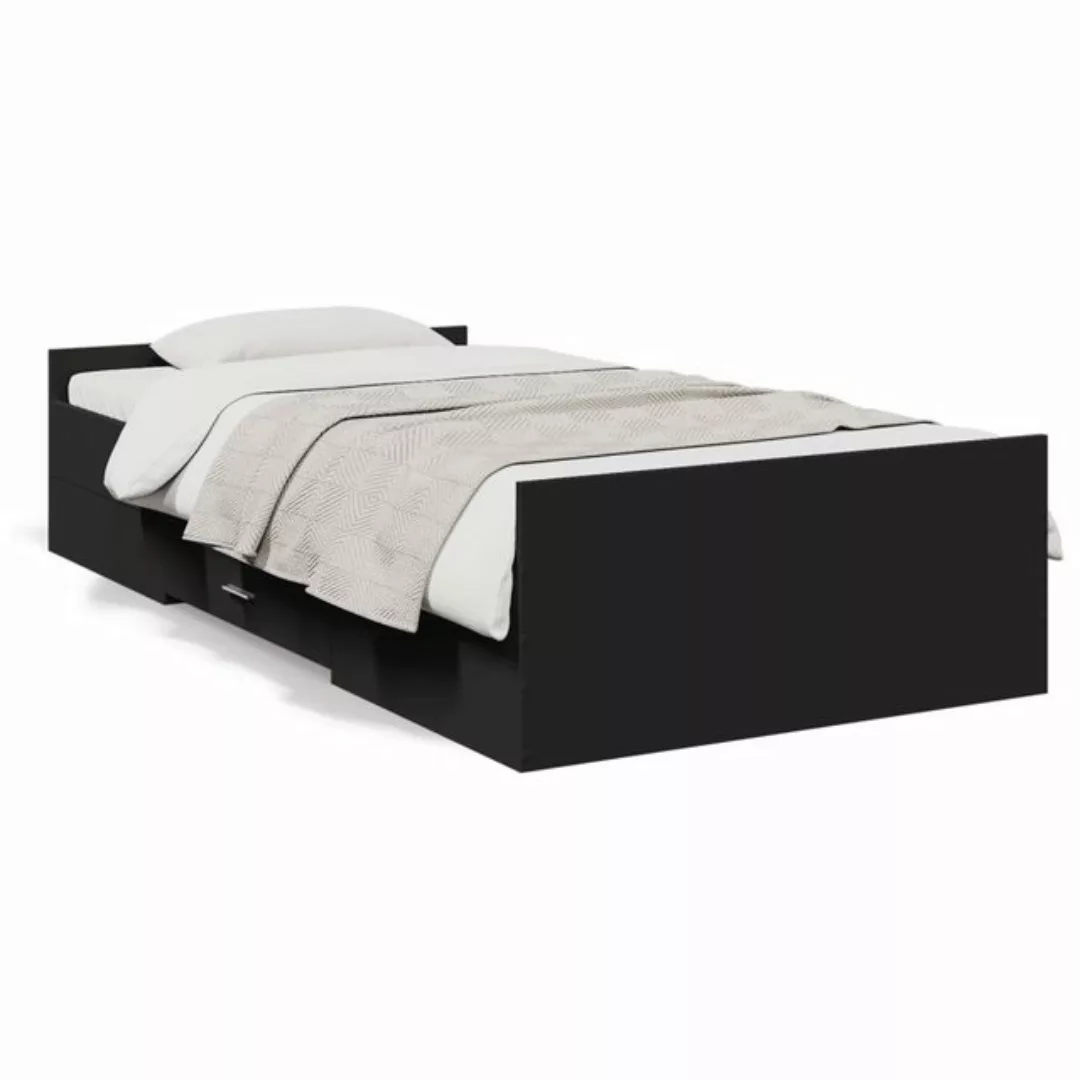 vidaXL Bett Bettgestell mit Schubladen Schwarz 100x200 cm Holzwerkstoff günstig online kaufen