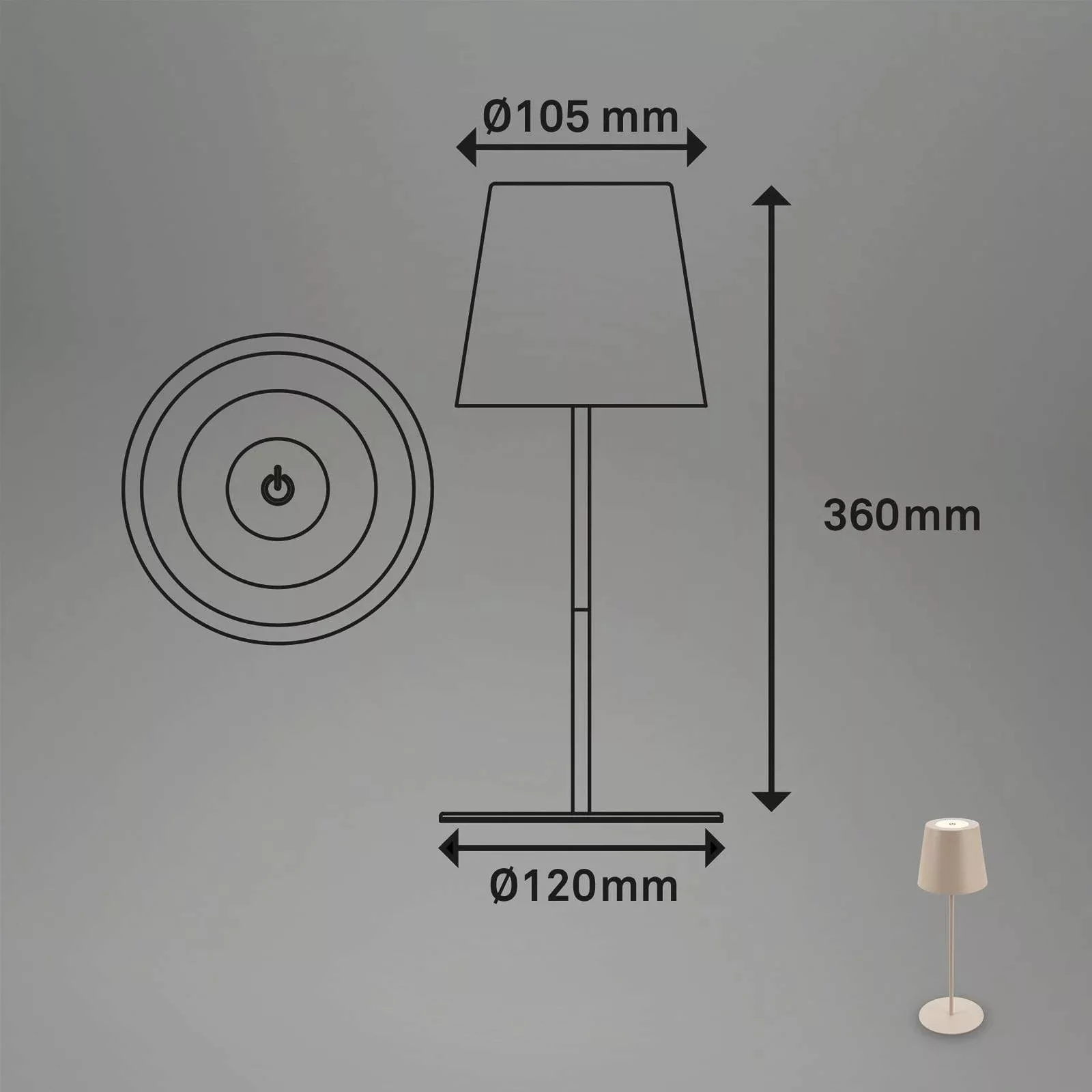 LED-Akku-Tischlampe 7508011, beige, 2.700 K IP44 Touchdimmer günstig online kaufen