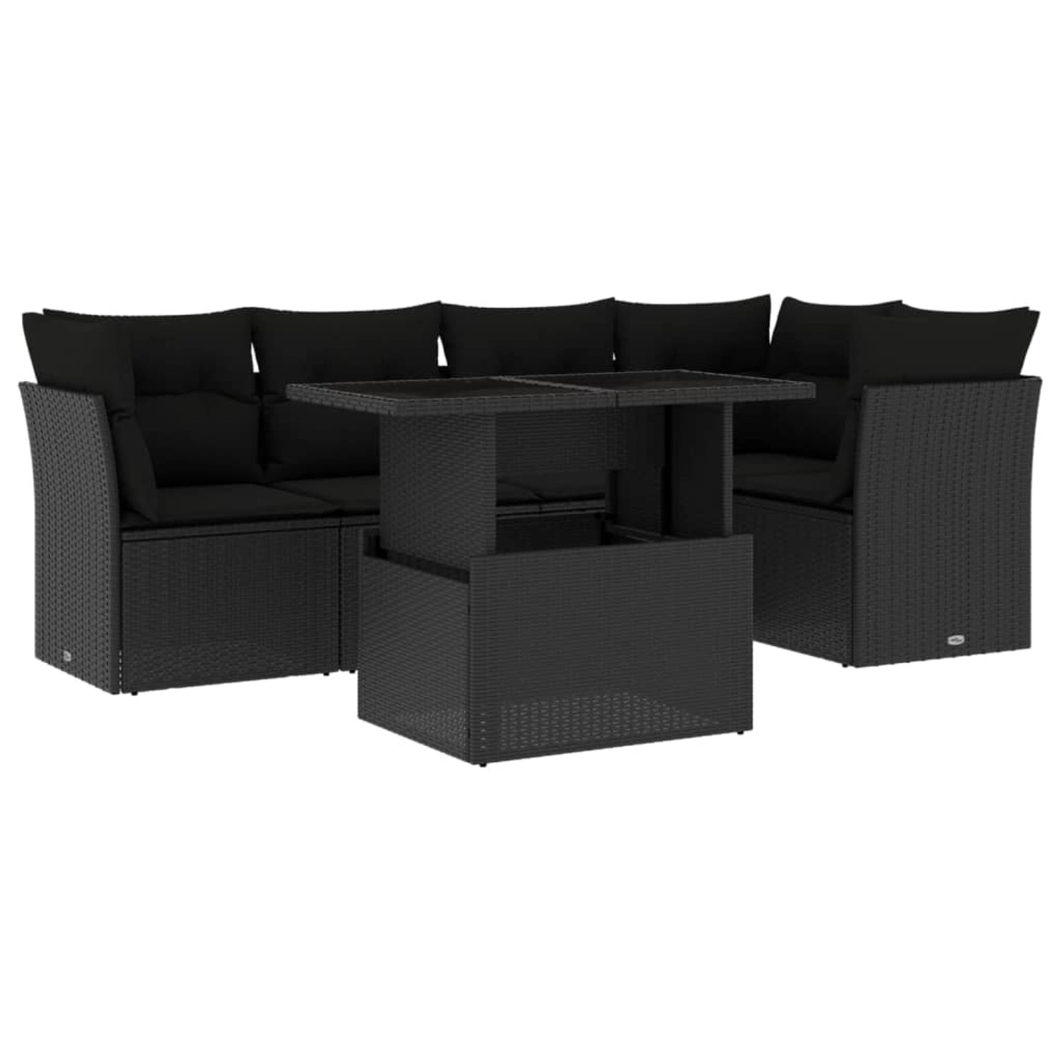 vidaXL 6-Tlg Garten-Sofagarnitur mit Kissen Schwarz Poly Rattan 3266565 günstig online kaufen