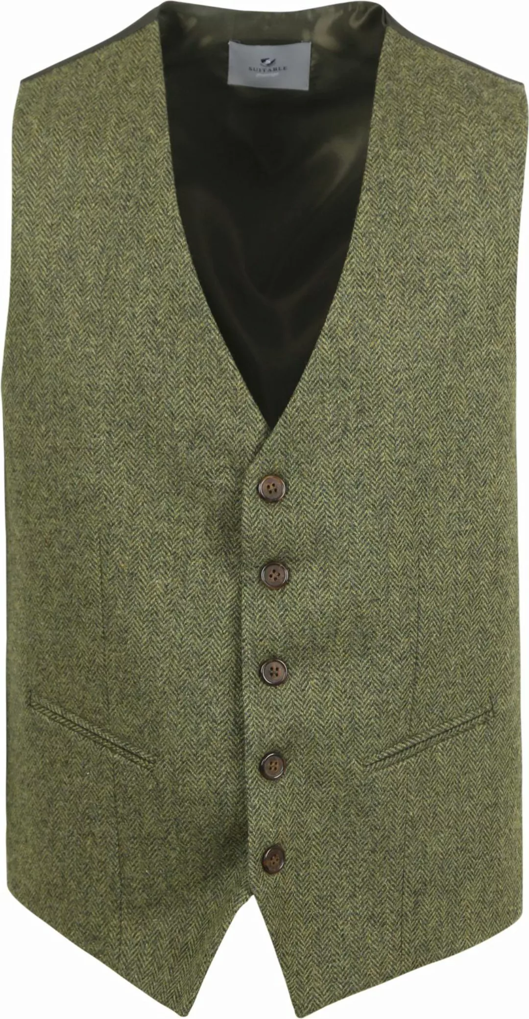 Suitable Weste Tweed Grün - Größe 50 günstig online kaufen