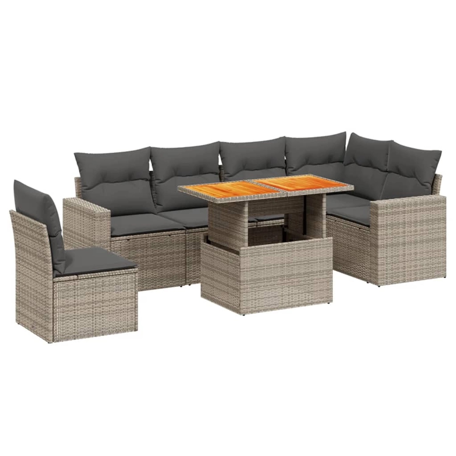 vidaXL 7-Tlg Garten-Sofagarnitur mit Kissen Grau Poly Rattan 3271340 günstig online kaufen