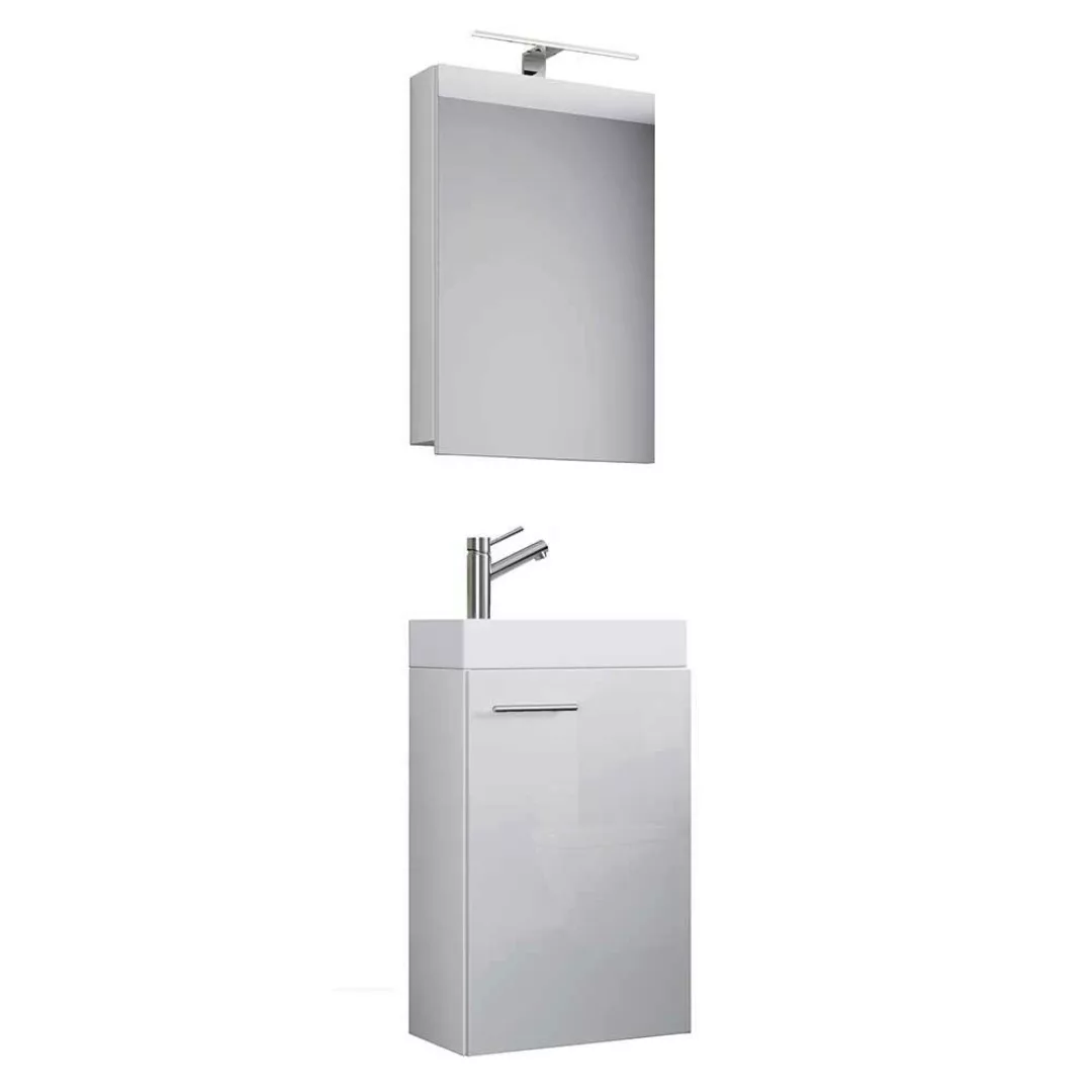 Weiße Badmöbel Gäste WC 22 cm tief 41 cm breit (zweiteilig) günstig online kaufen