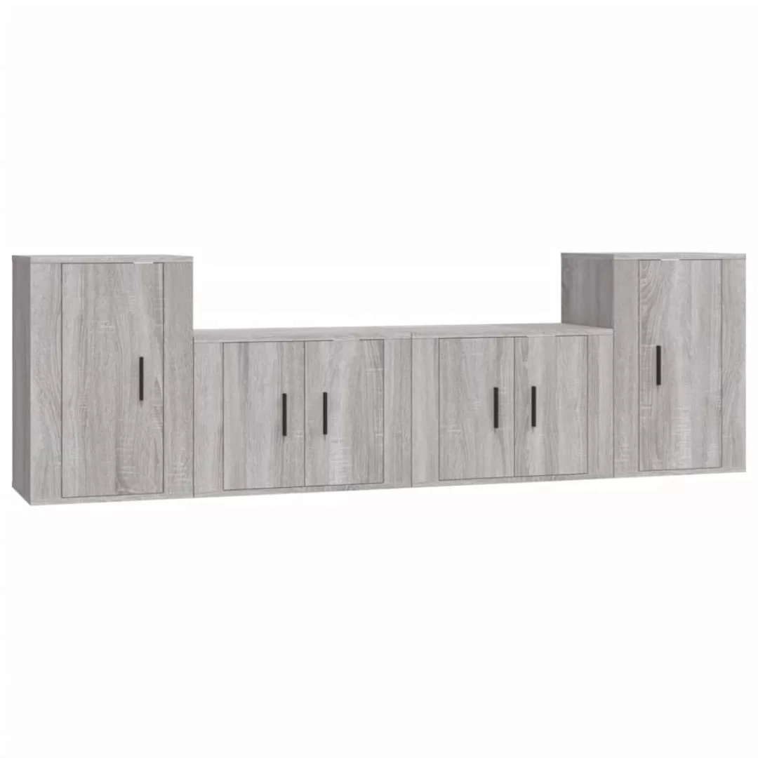 Vidaxl 4-tlg. Tv-schrank-set Grau Sonoma Holzwerkstoff günstig online kaufen