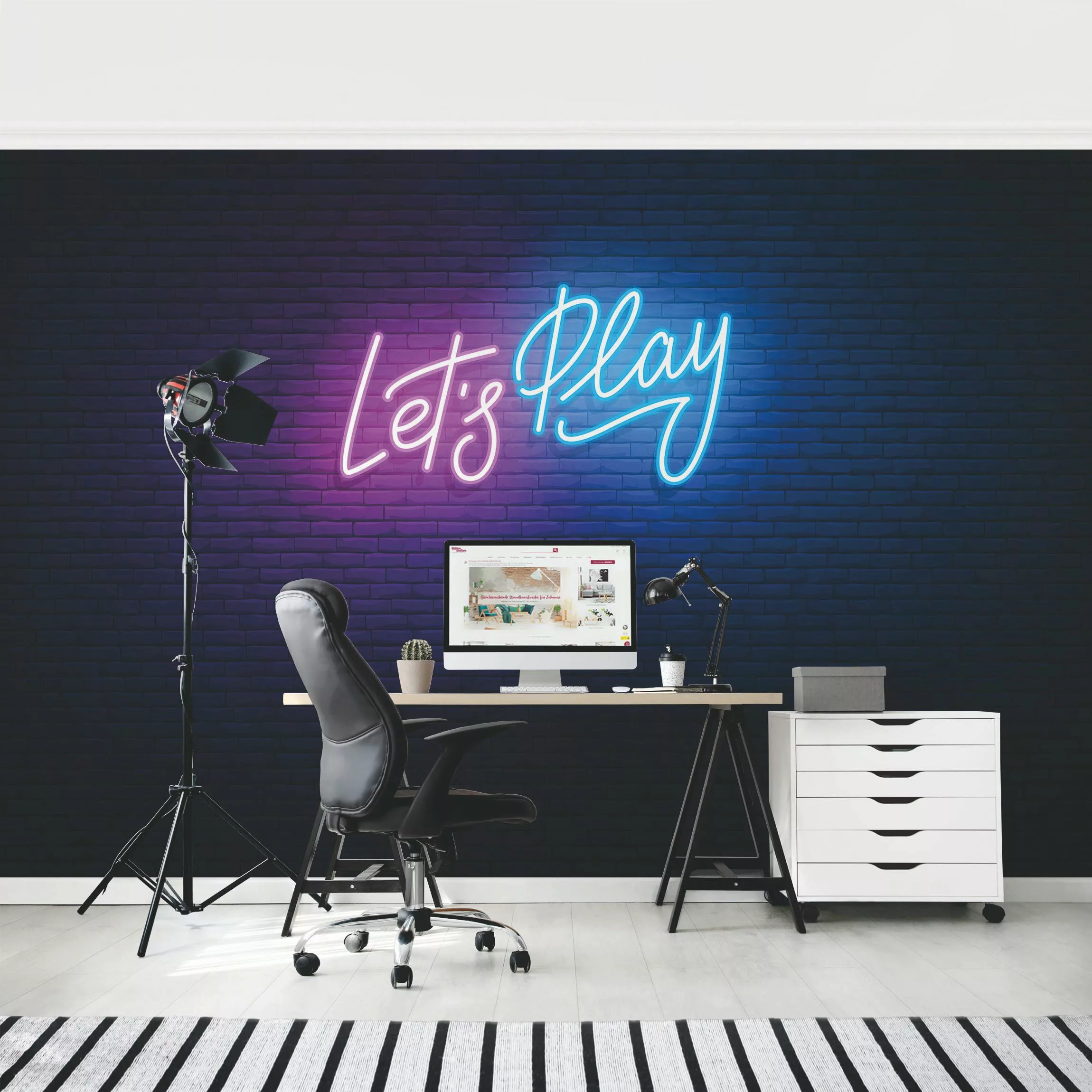 Fototapete Neon Schrift Let's Play günstig online kaufen