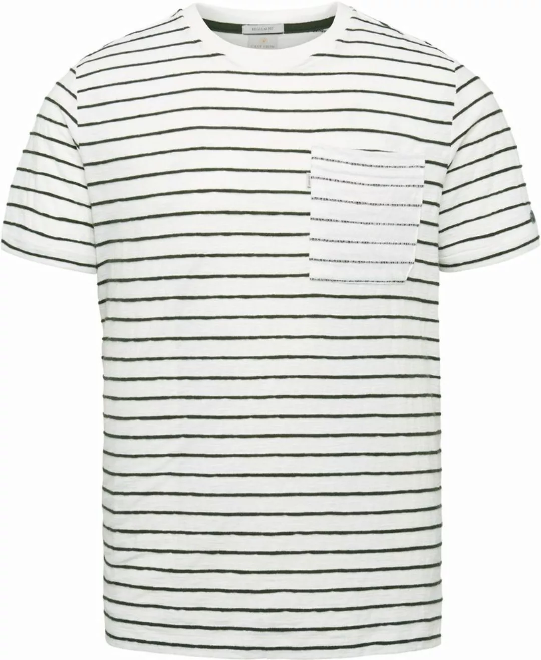 Cast Iron T Shirt Streifen Brusttasche Weiß - Größe S günstig online kaufen