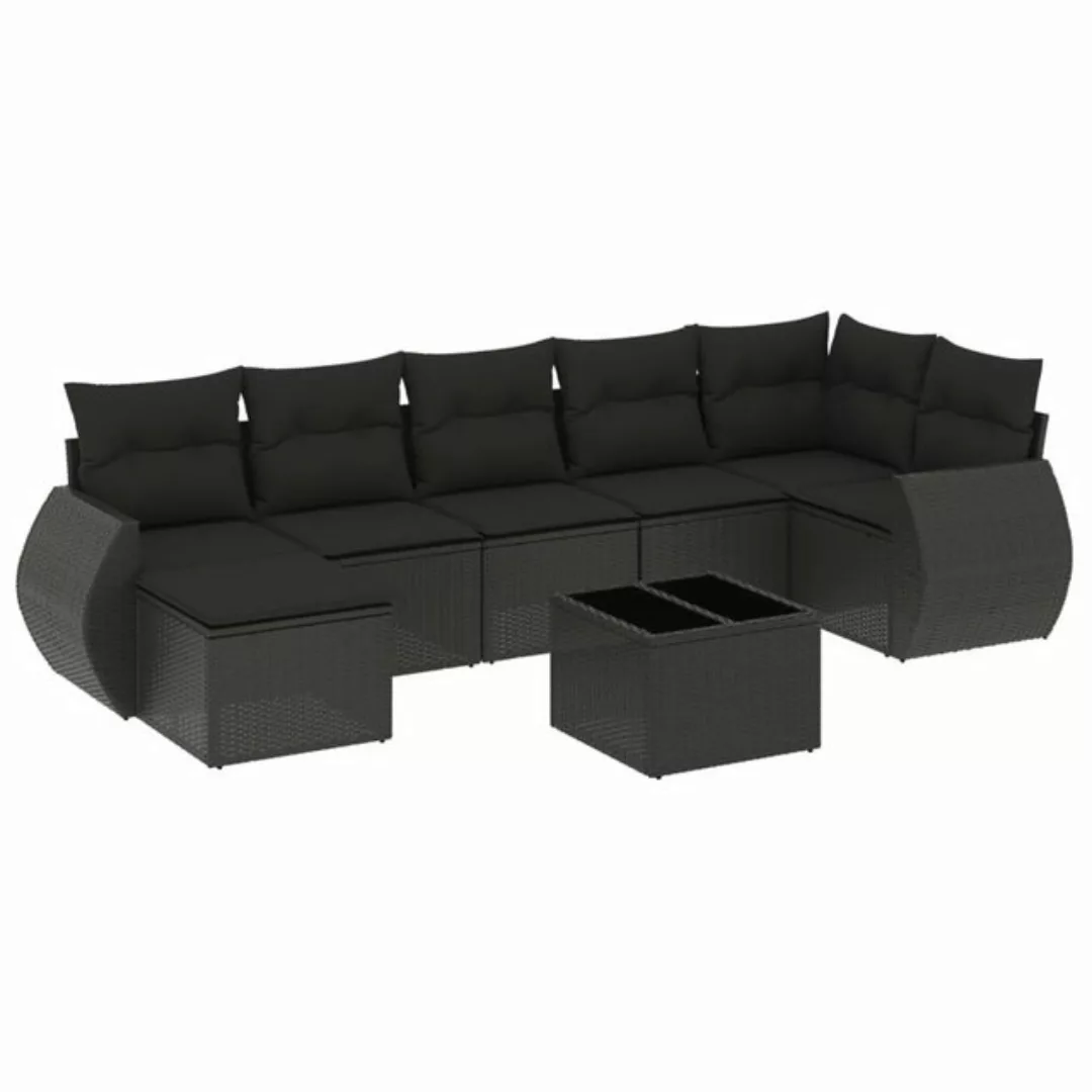 vidaXL Sofaelement 8-tlg. Garten-Sofagarnitur mit Kissen Schwarz Poly Ratta günstig online kaufen