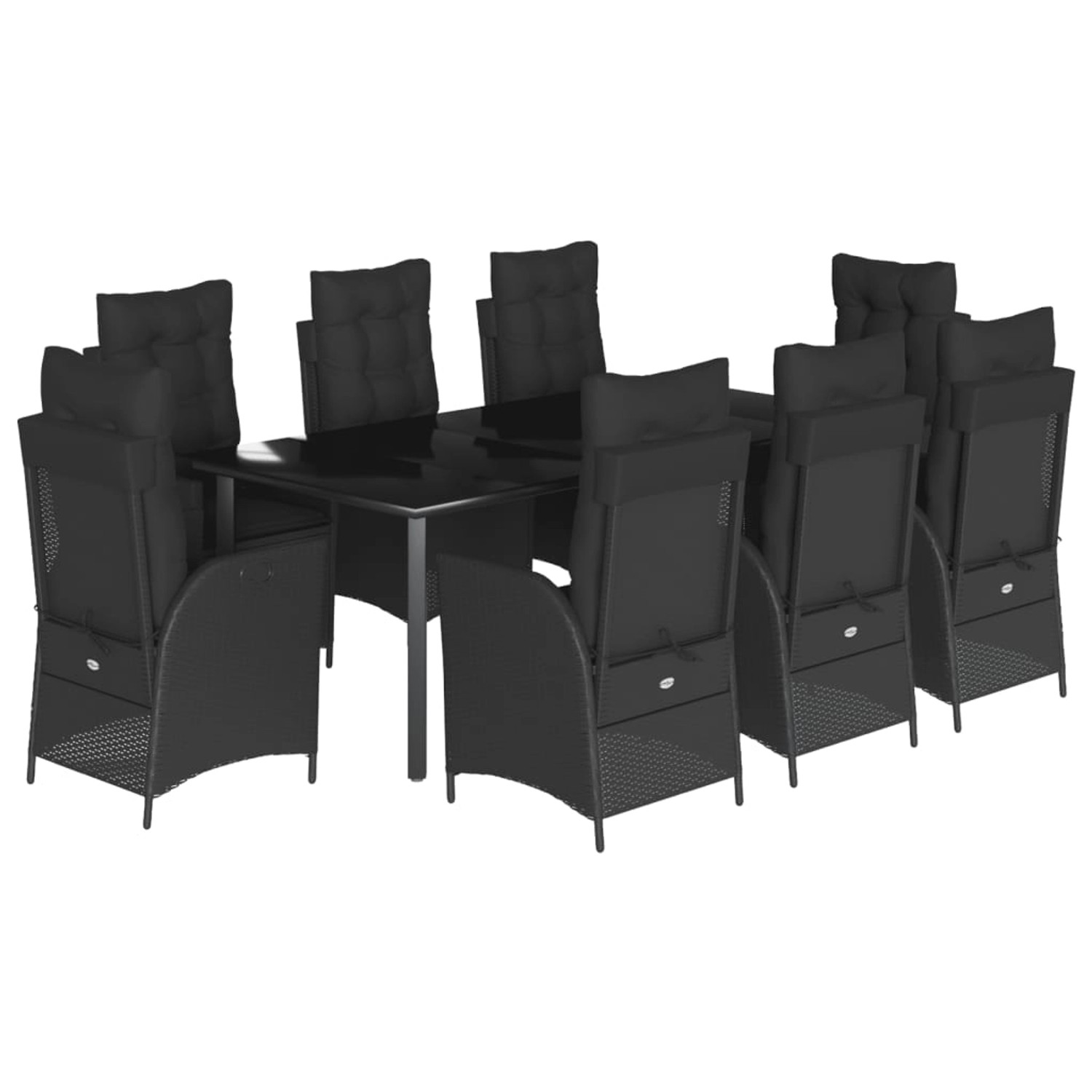 vidaXL 9-Tlg Garten-Essgruppe mit Kissen Schwarz Poly Rattan 3213192 günstig online kaufen