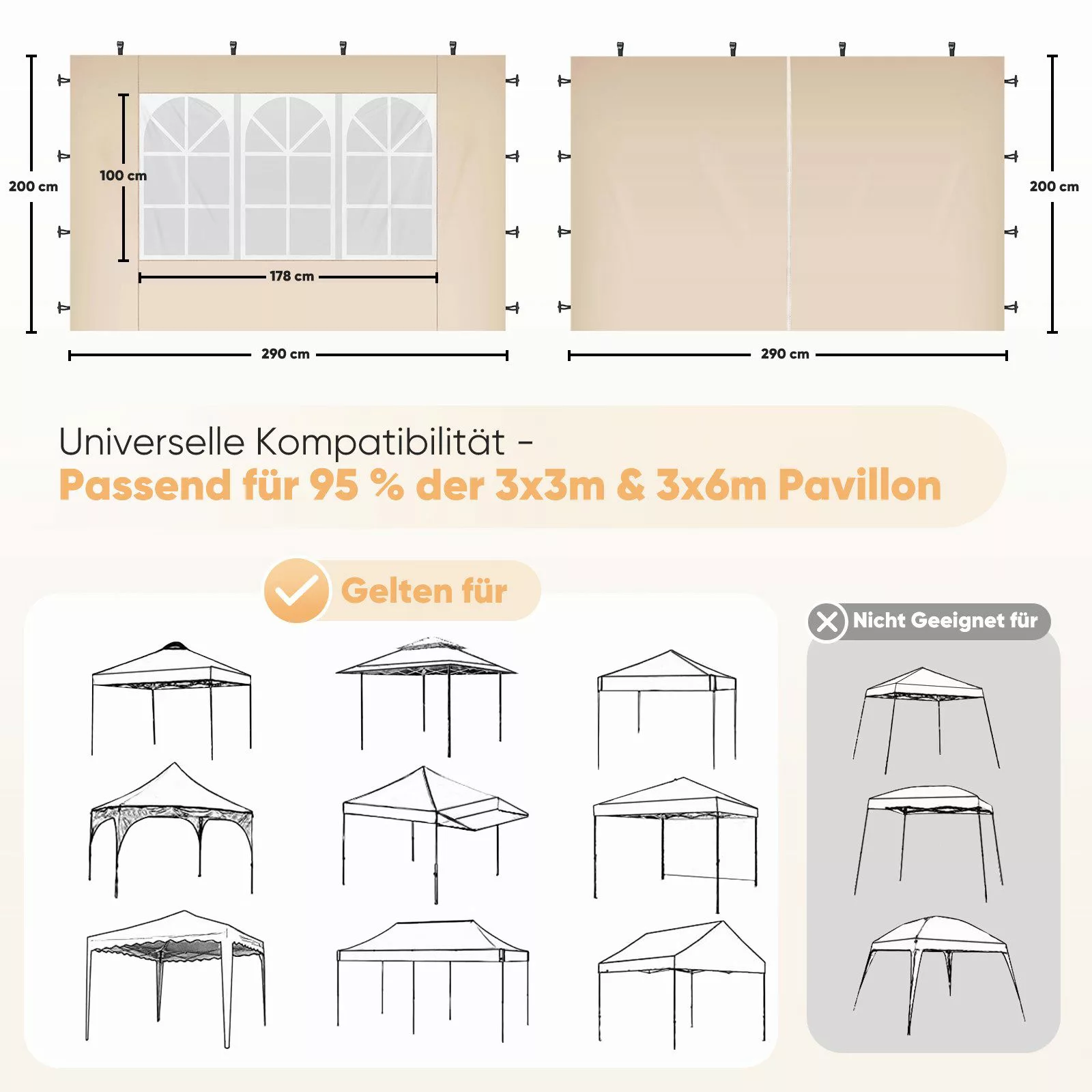 Sekey Pavillonseitenteil 2er Set Pavillon Seitenteile günstig online kaufen