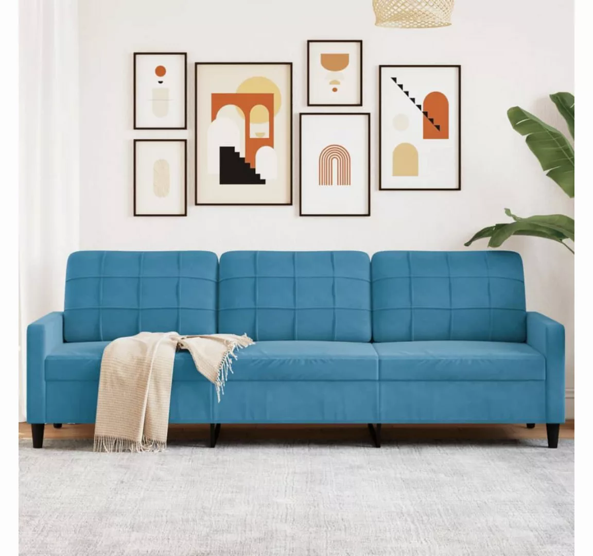 vidaXL Sofa Sofa/ 2-Sitzer/ 3-Sitzer Samt, 210 cm, Blau günstig online kaufen