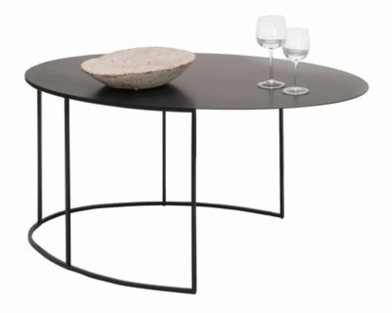 Couchtisch Slim Irony Ovale metall schwarz oval / H 42 cm - Zeus - Schwarz günstig online kaufen