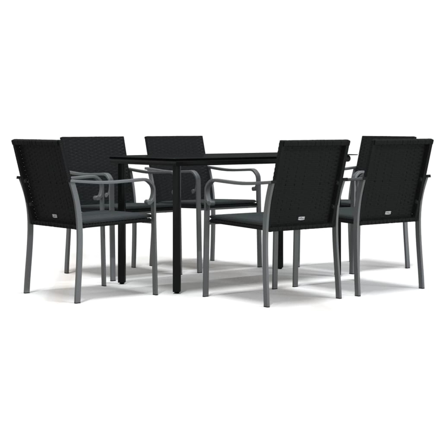 vidaXL 7-Tlg Garten-Essgruppe mit Kissen Poly Rattan und Stahl 3186960 günstig online kaufen