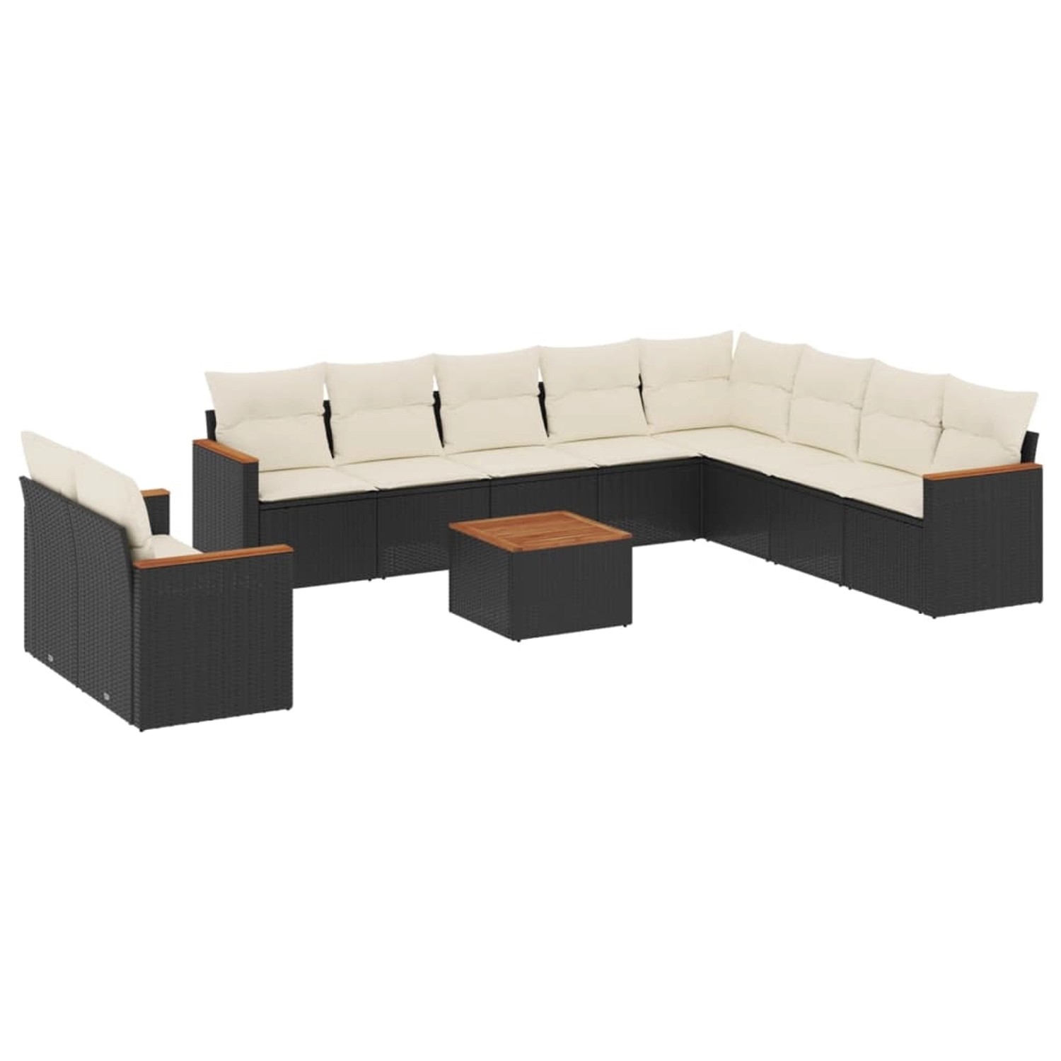 vidaXL 11-Tlg Garten-Sofagarnitur mit Kissen Schwarz Poly Rattan 3226119 günstig online kaufen