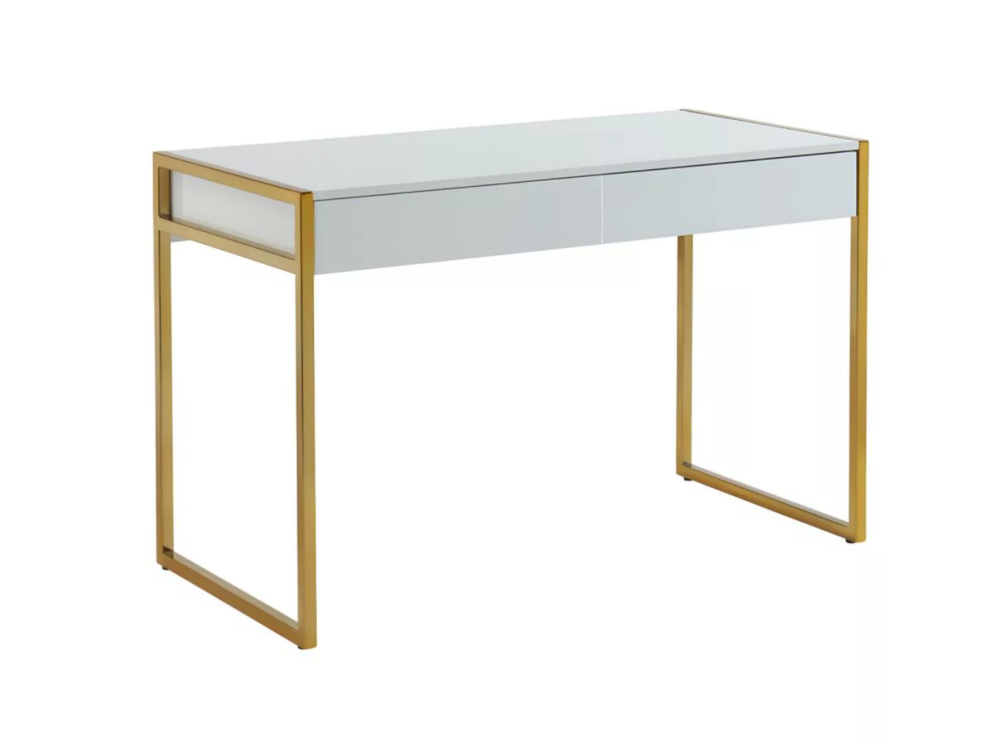 Schreibtisch mit 2 Schubladen - MDF & Metall - Goldfarben & Weiß - MASON vo günstig online kaufen