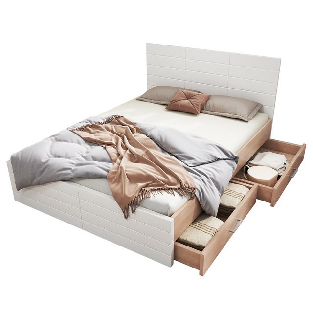 BlingBin Stauraumbett Doppelbett Holzbett (1-tlg., 140×200cm mit 2 Schublad günstig online kaufen