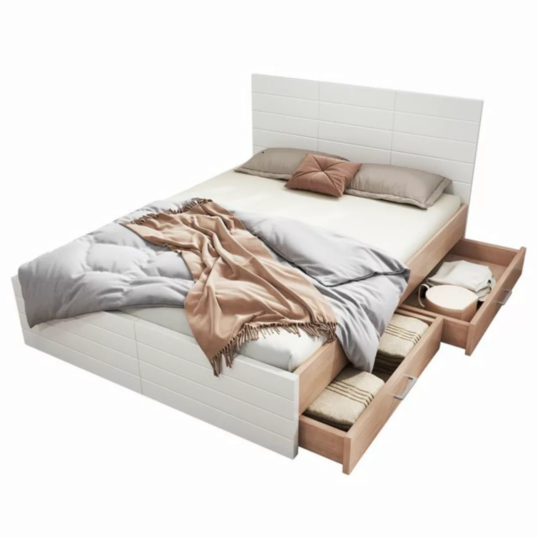 BlingBin Stauraumbett Doppelbett Holzbett (1-tlg., 160×200cm mit 2 Schublad günstig online kaufen