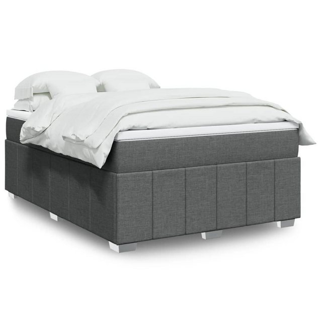 vidaXL Bettgestell Boxspringbett mit Matratze Dunkelgrau 140x200 cm Stoff B günstig online kaufen