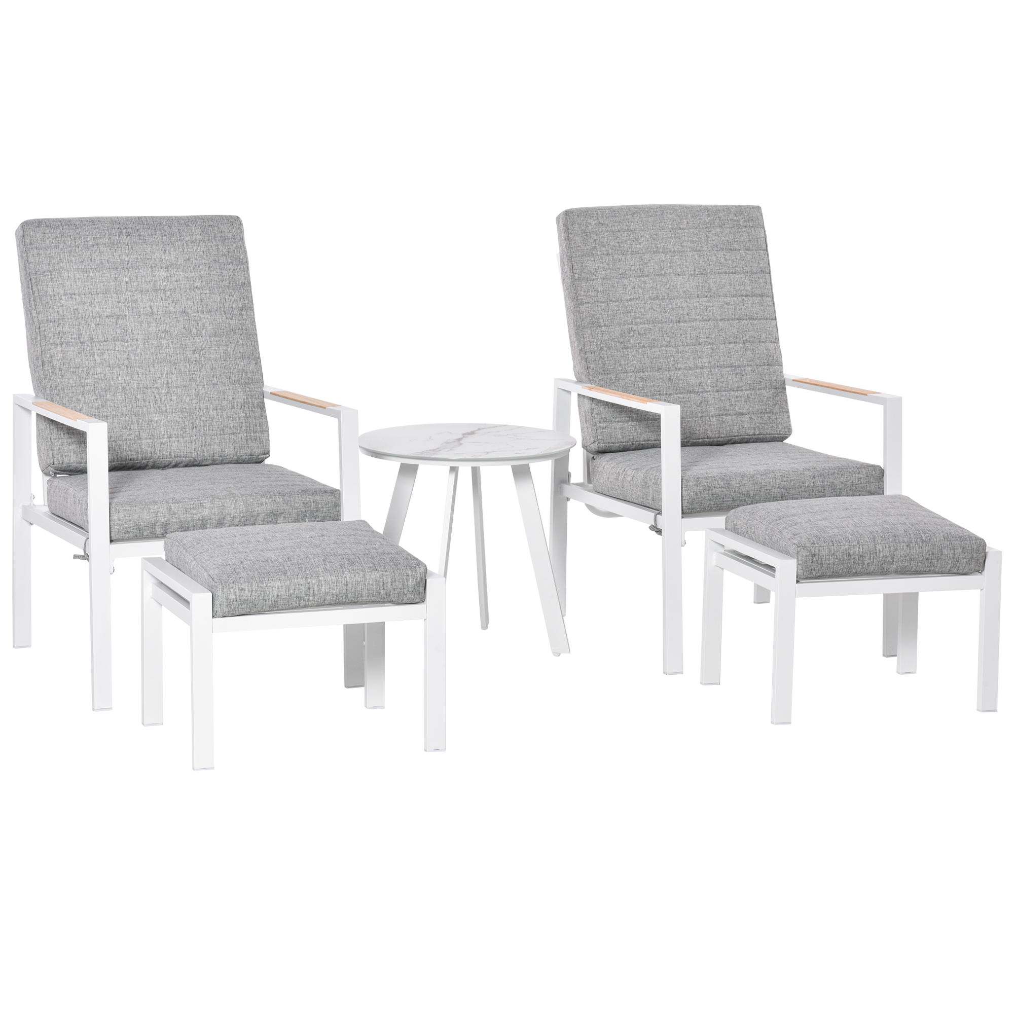 Outsunny Balkonmöbel Set 4 Personen verstellbar Aluminium Grau+Weiß 61x82x9 günstig online kaufen