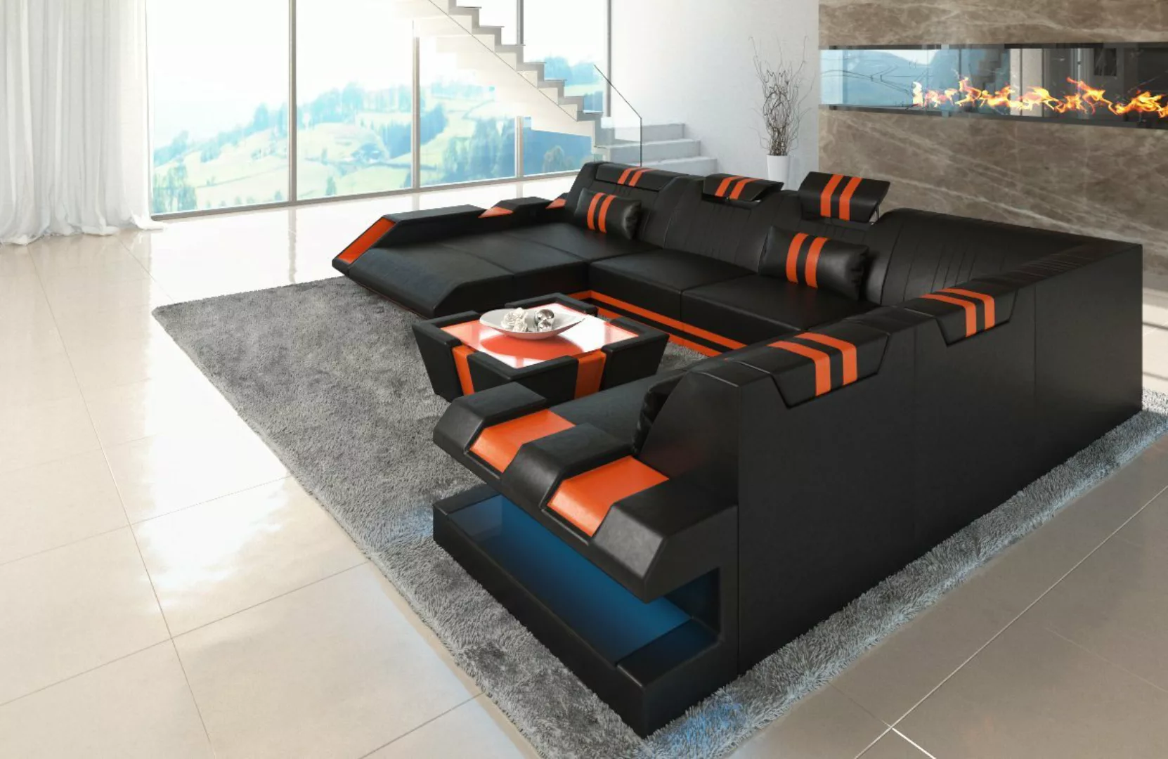 Sofa Dreams Wohnlandschaft Leder Ledercouch Sofa Apollonia XXL U Form Leder günstig online kaufen