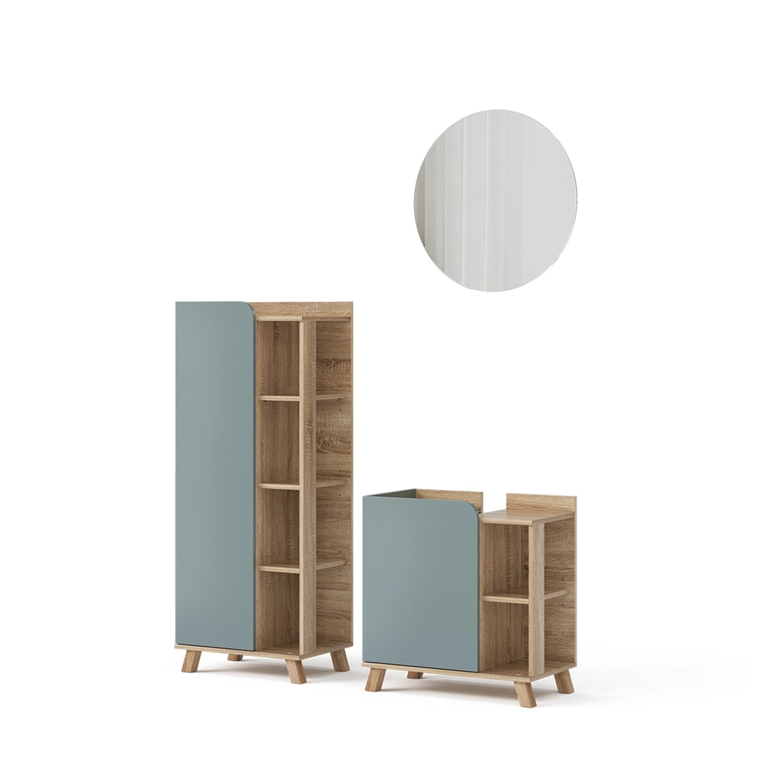 Vicco Badmöbel-Set Karen Sonoma/Blau-Grau 3 Teile günstig online kaufen