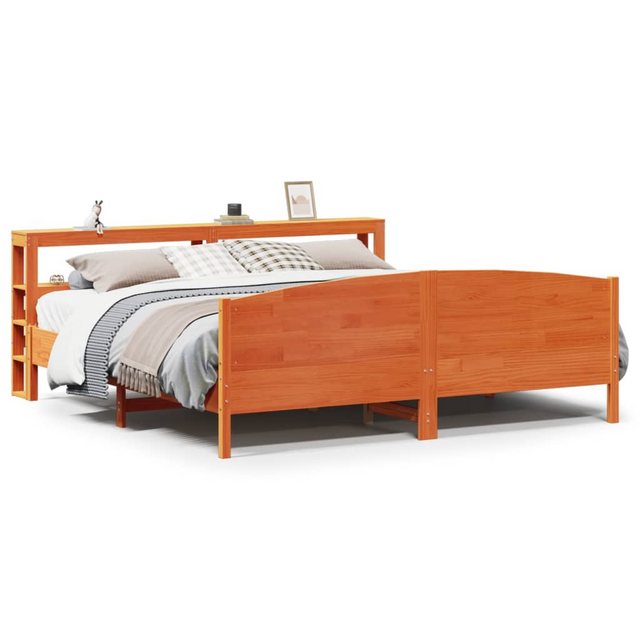 vidaXL Bett, Massivholzbett ohne Matratze Wachsbraun 180x200 Kiefernholz günstig online kaufen