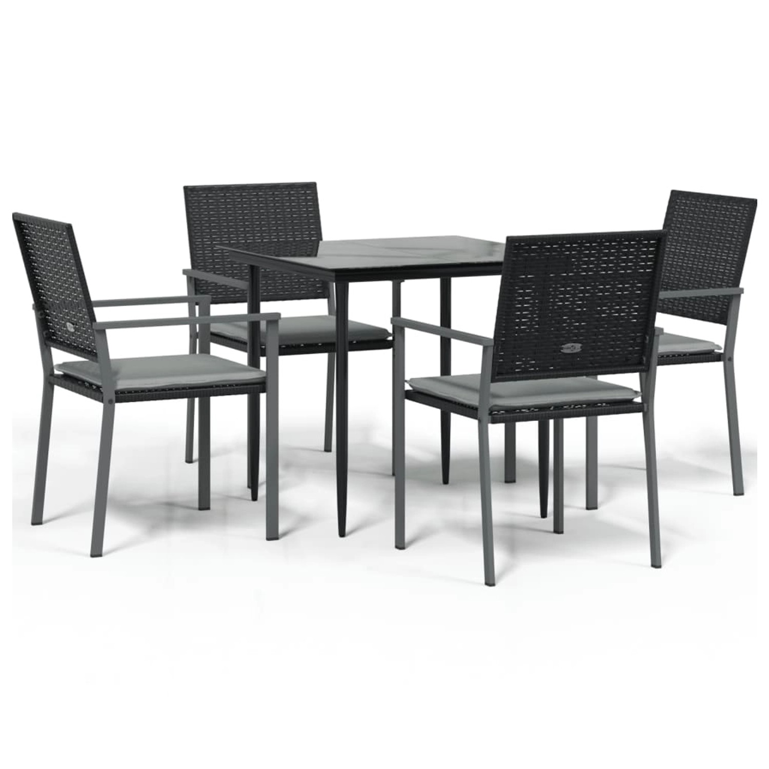 vidaXL 5-Tlg Garten-Essgruppe mit Kissen Poly Rattan und Stahl 3187002 günstig online kaufen