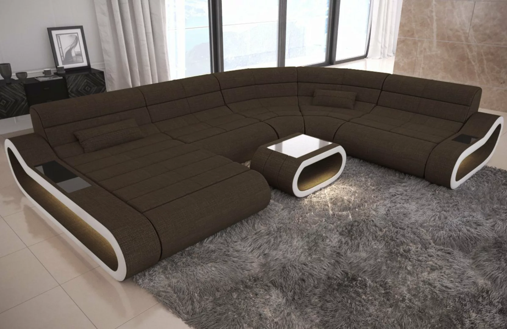 Sofa Dreams Wohnlandschaft Polster Sofa Stoff Couch Concept XXL U Form Stof günstig online kaufen