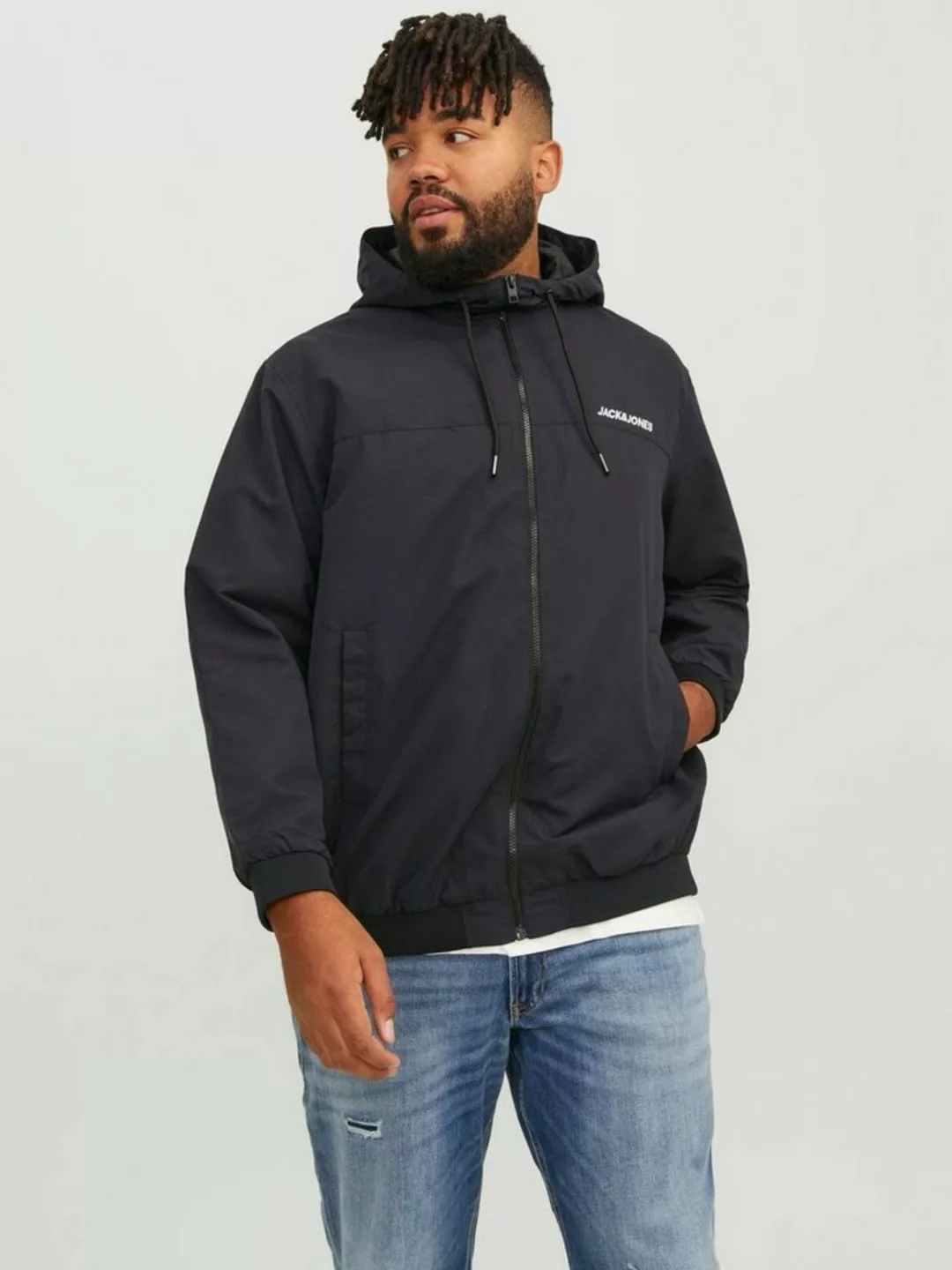 Jack & Jones PlusSize Bomberjacke JJERUSH HOOD BOMBER NOOS PLS mit Logo Sch günstig online kaufen