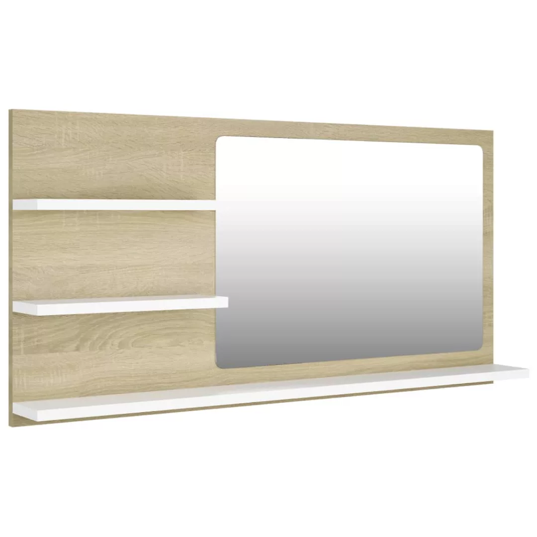 Badspiegel Weiß Und Sonoma-eiche 90x10,5x45 Cm Spanplatte günstig online kaufen