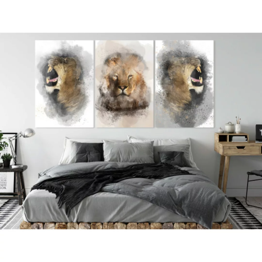 Wandbild Lion's Portrait (3 Parts) XXL günstig online kaufen