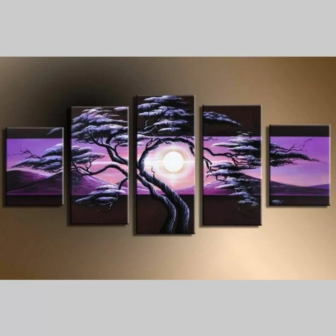 5 Leinwandbilder AFRIKA Baum (11) 150 x 70cm Handgemalt günstig online kaufen