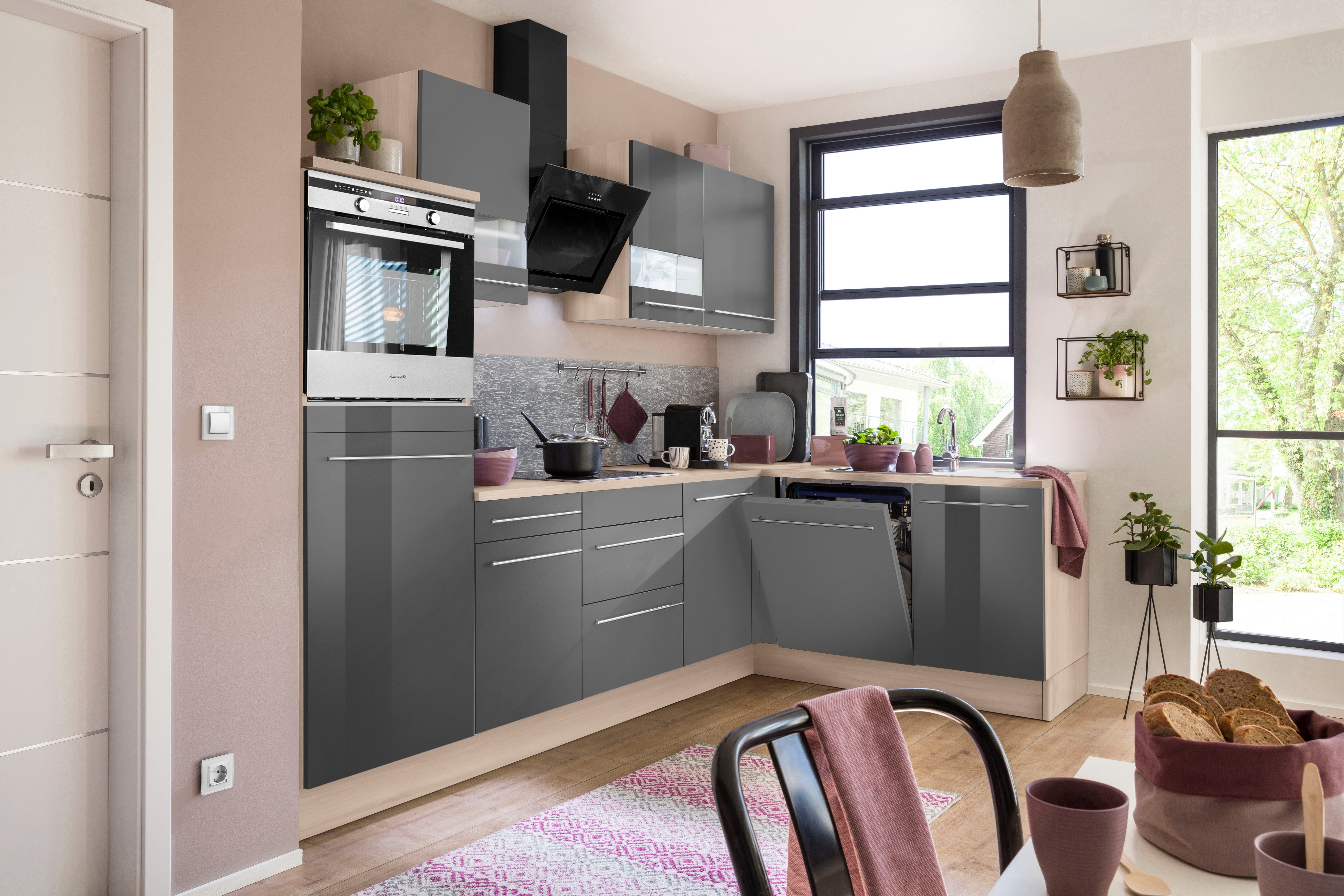 OPTIFIT Winkelküche "Bern mit Hanseatic-E-Geräten", Stellbreite 285x175 cm, günstig online kaufen