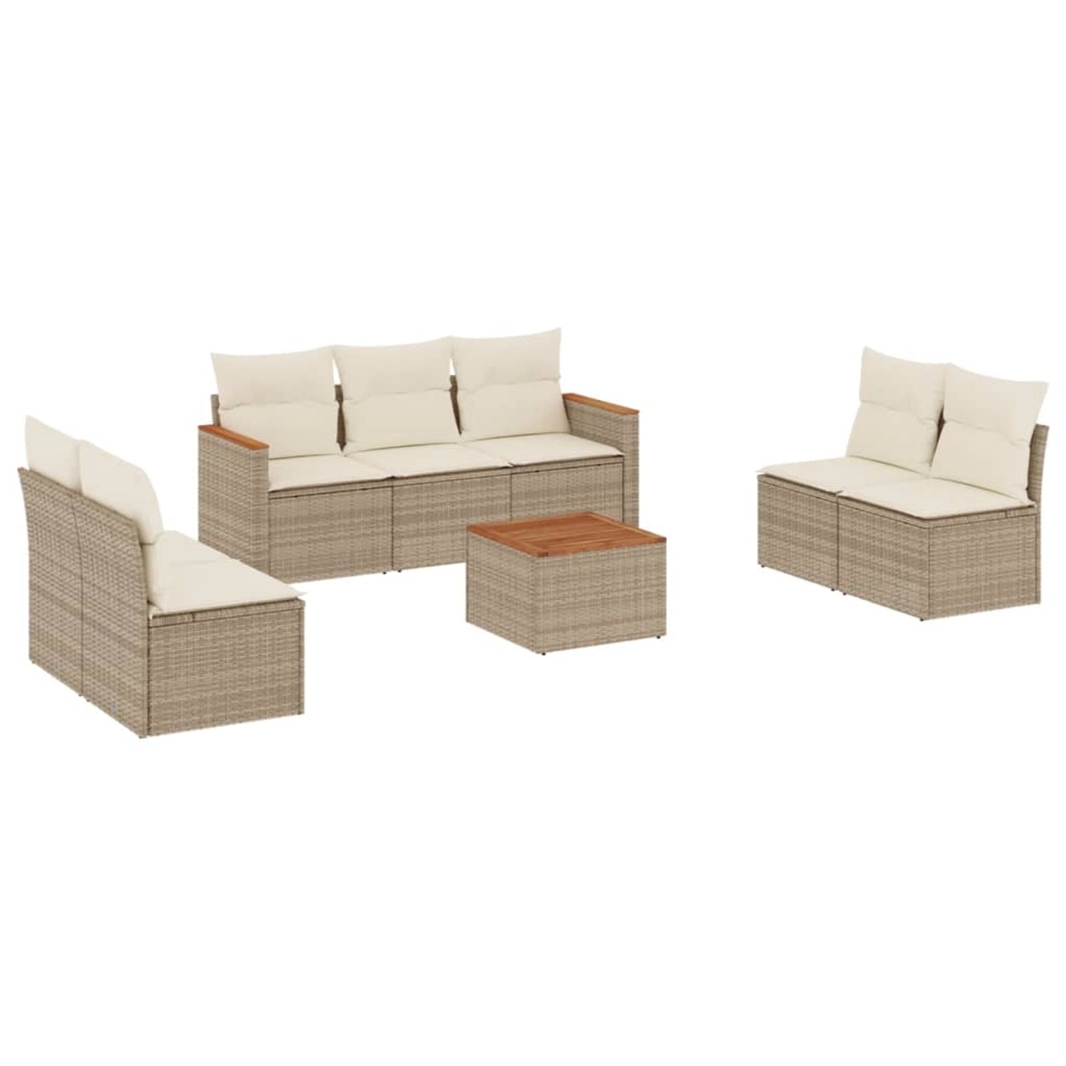 vidaXL 8-Tlg Garten-Sofagarnitur mit Kissen Beige Poly Rattan 3258285 günstig online kaufen